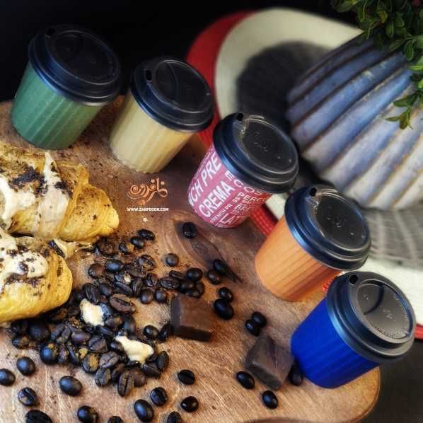 فروش عمده لیوان کاغذی دو جداره کرکره قهوه دوبل مشکی + لاکچری و شیک